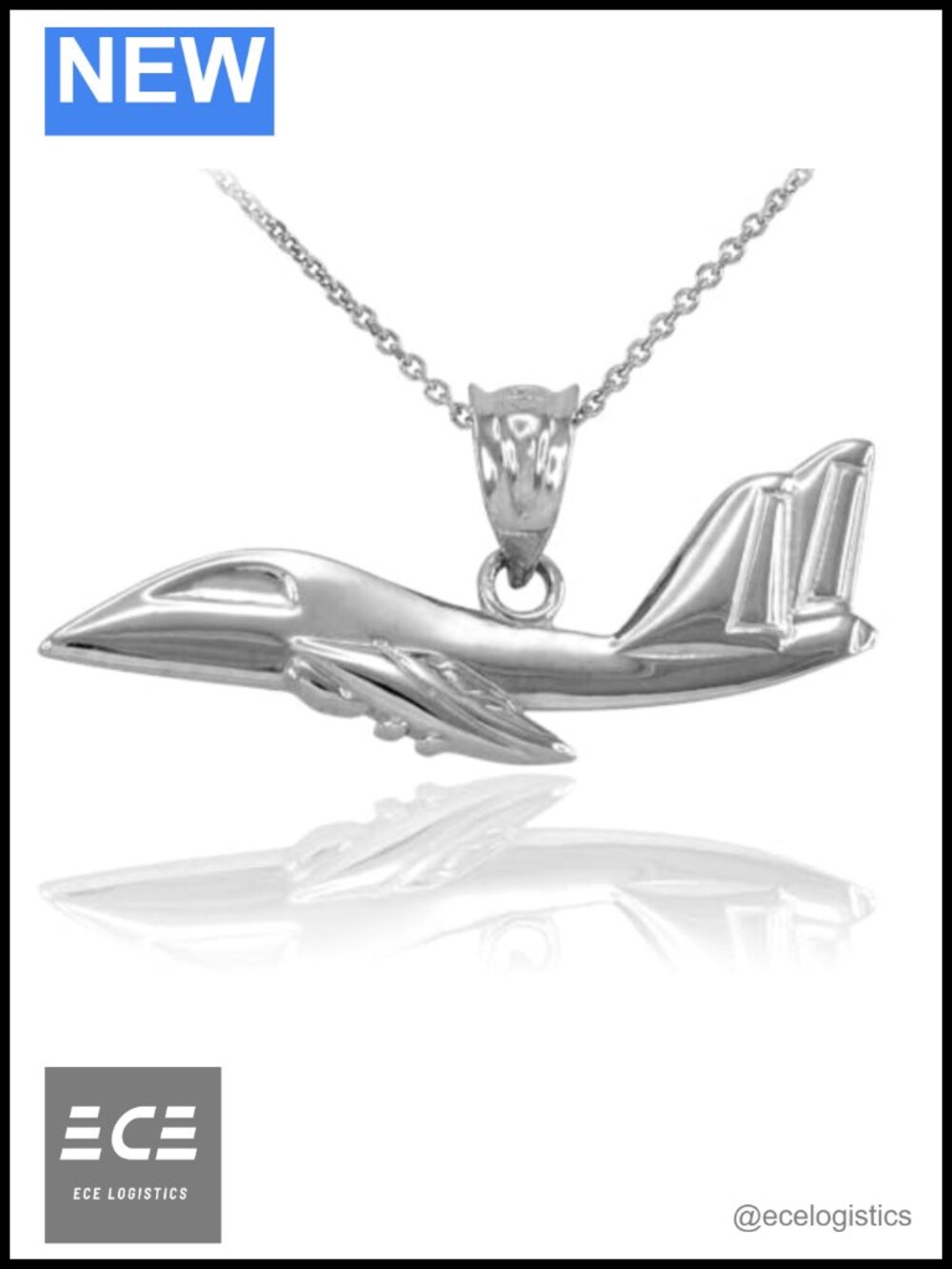 Sterling Silver Fighter Jet Airplane Charm Pendant
